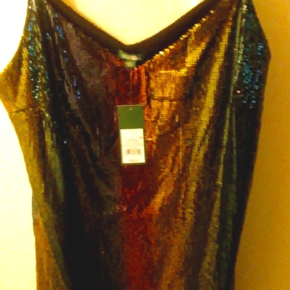 Spaghetti strap multi-color sequin mini dress